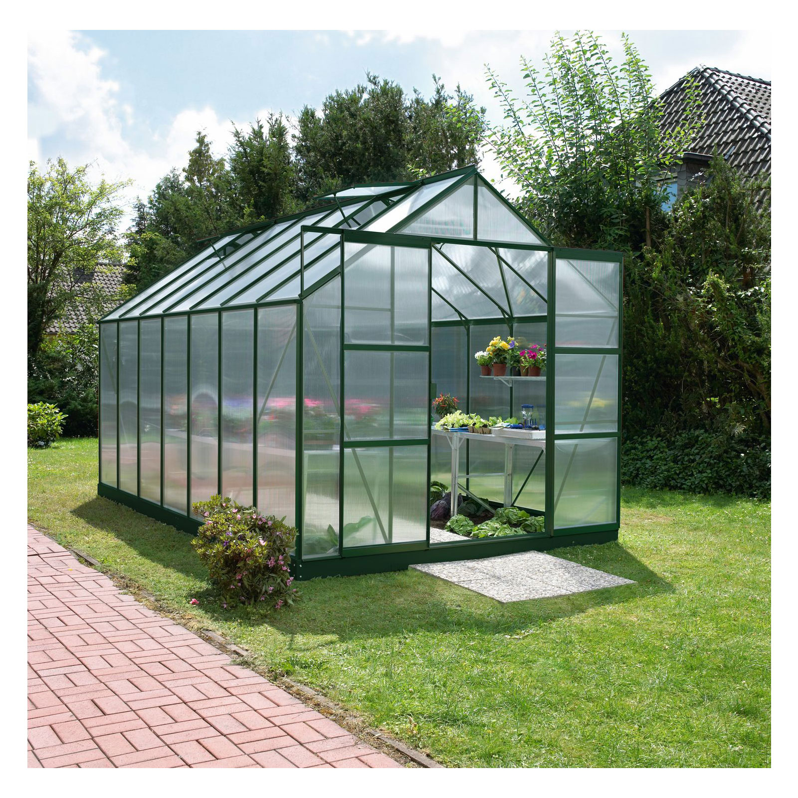 Vitavia Gewächshaus Uranus 11500 11,5m² 4 mm Hohlkammerplatten grün