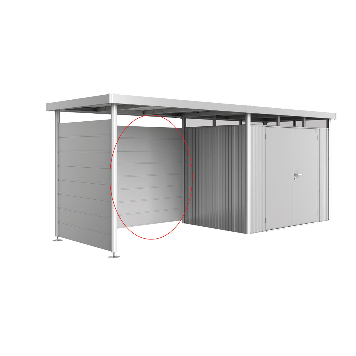 Biohort Rückwand für Seitendach zu Gerätehaus HighLine H2-H5 silber-metallic