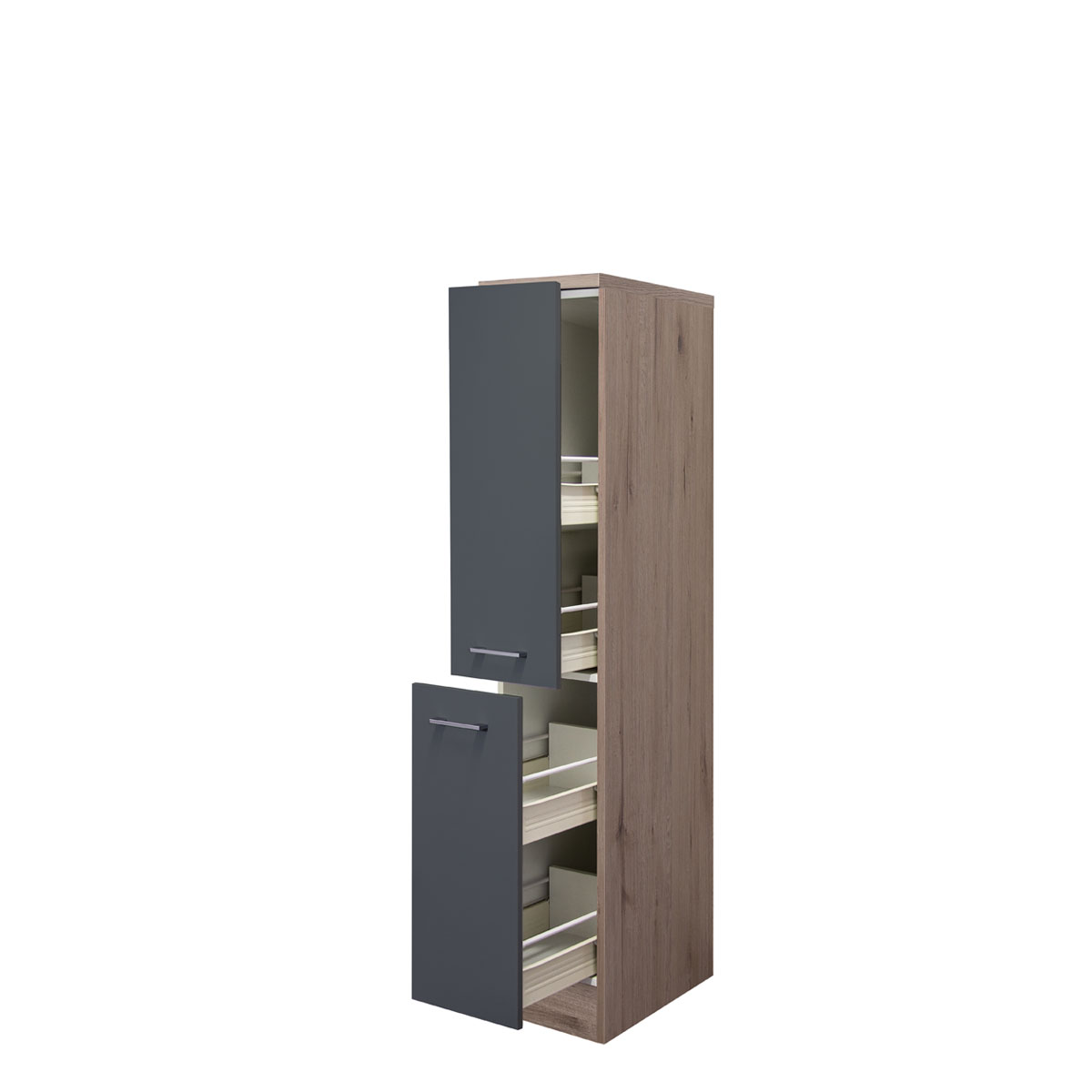 Flex-Well Demi-Apothekerschrank „Tiago“, 30x161x60 cm, basaltgrau/San Remo Eiche