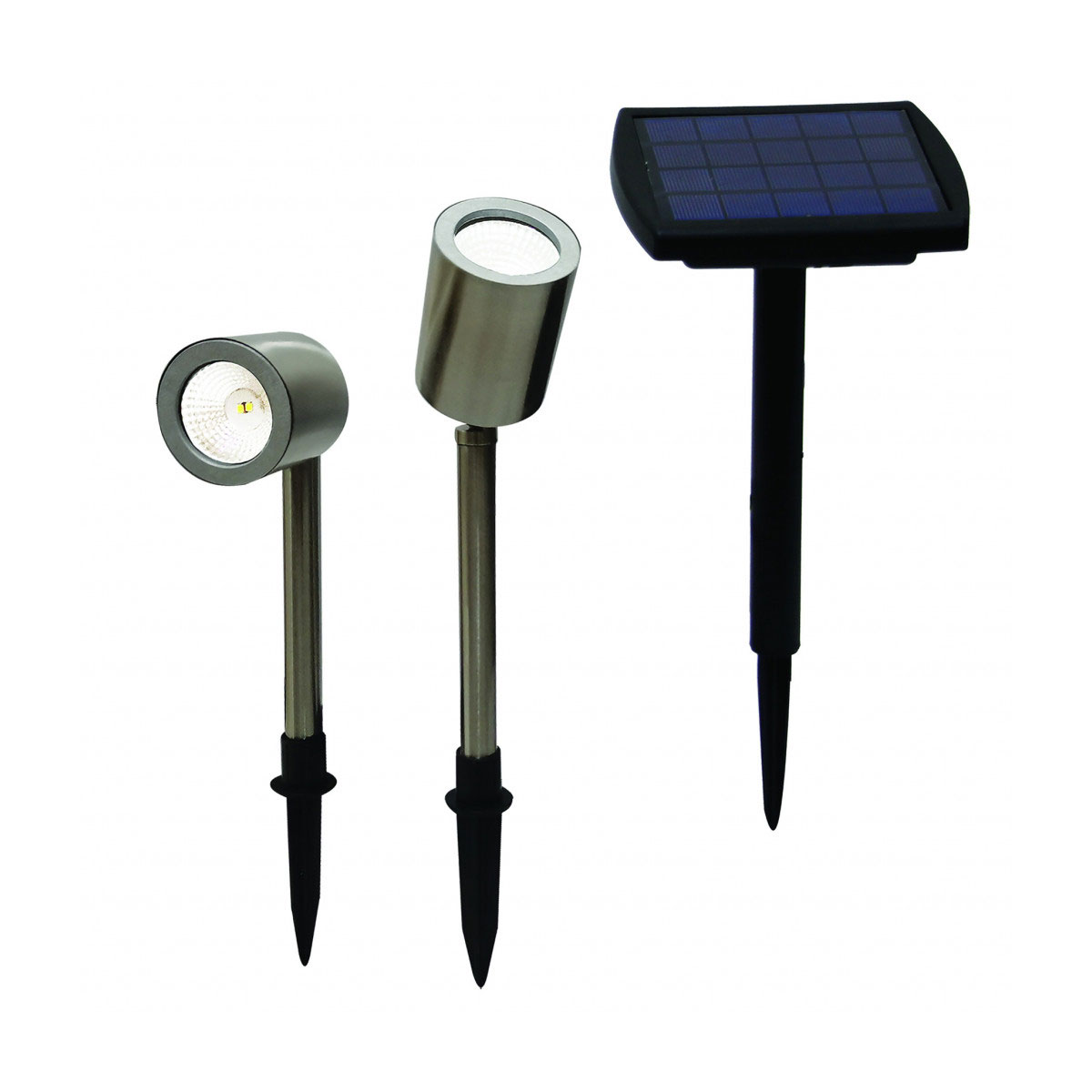 Flector Garten LED-Solar-Spotbeleuchtung Edelstahloptik 2er-Set