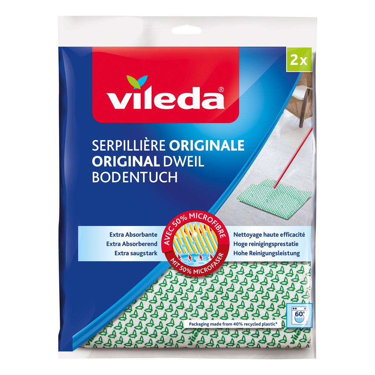 Vileda Bodentuch + 50% Microfaser 2er