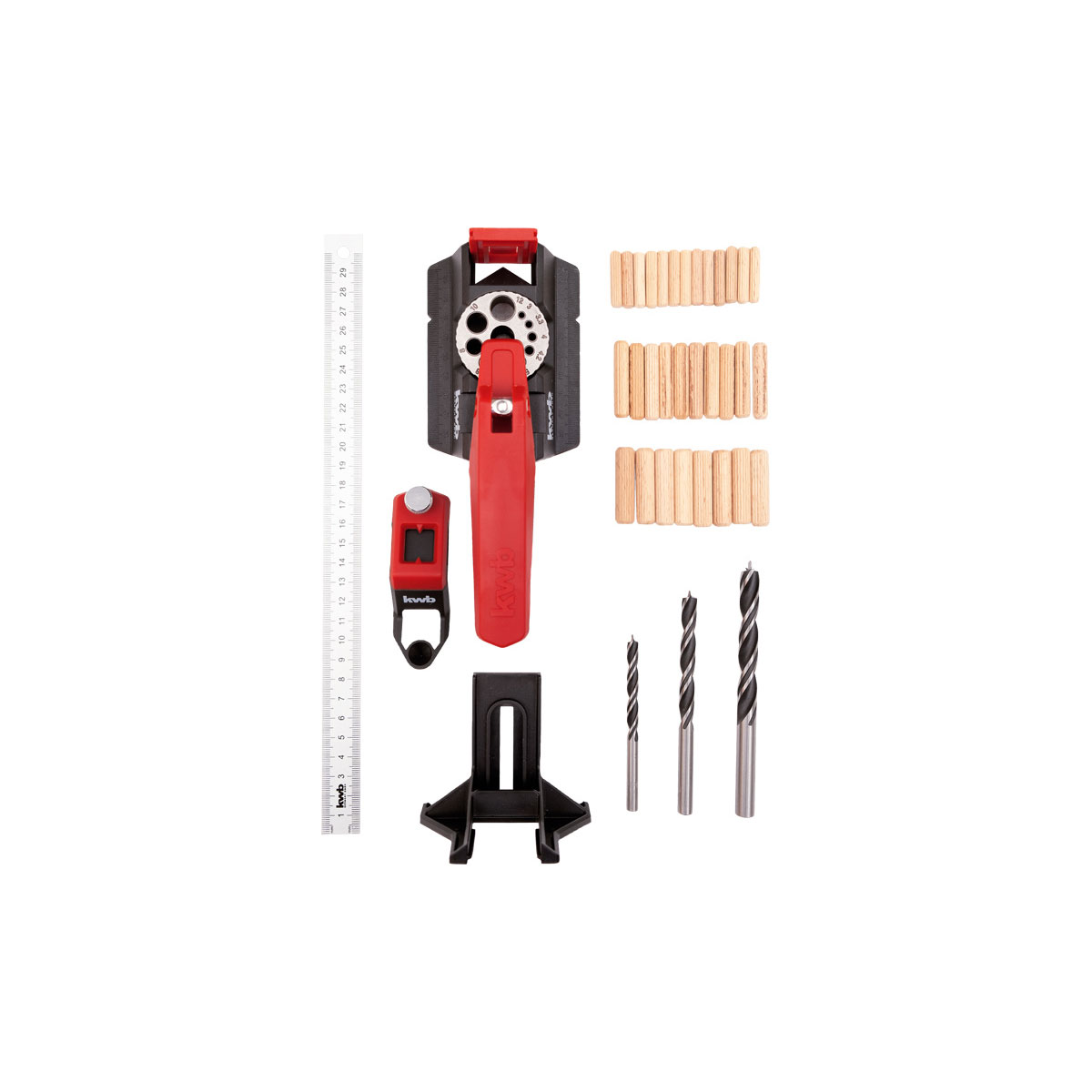 kwb  Dübelhilfe Set mit verstellbaren Bohrlochgrößen inklusive 50 Dübel Bild 1