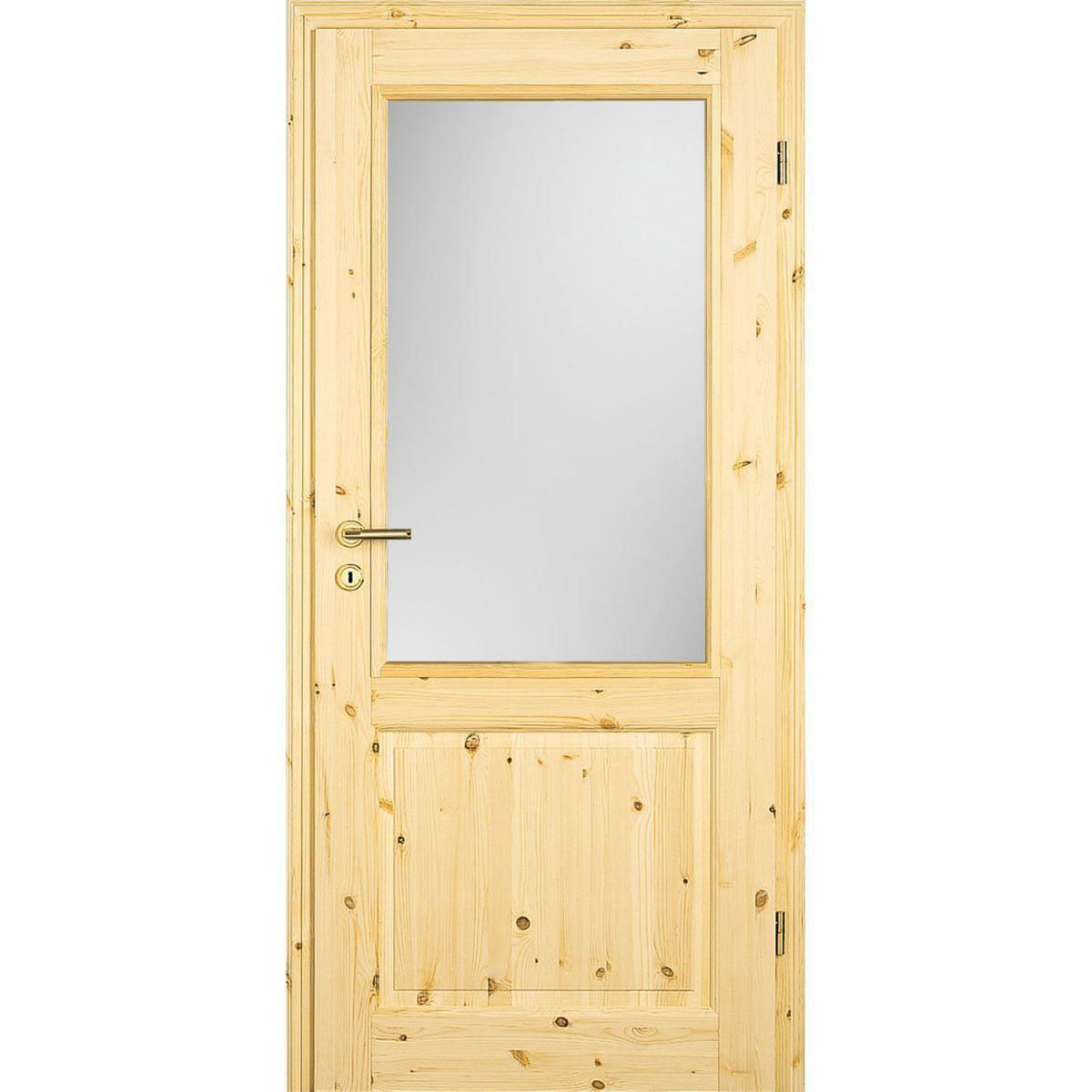 Zimmertür „Landhaus 03“ mit Lichtausschnitt Kiefer roh 98,5x198,5 cm, DIN rechts
