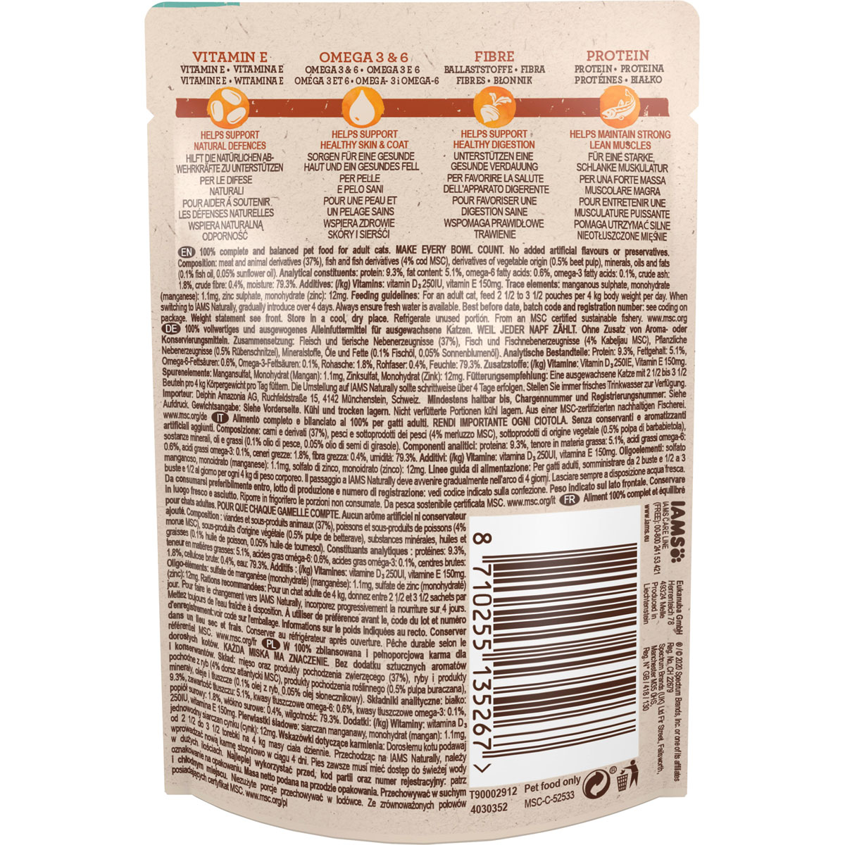 IAMS Nassfutter Naturally Katze Erwachsen Kabeljau 85 g Bild 3