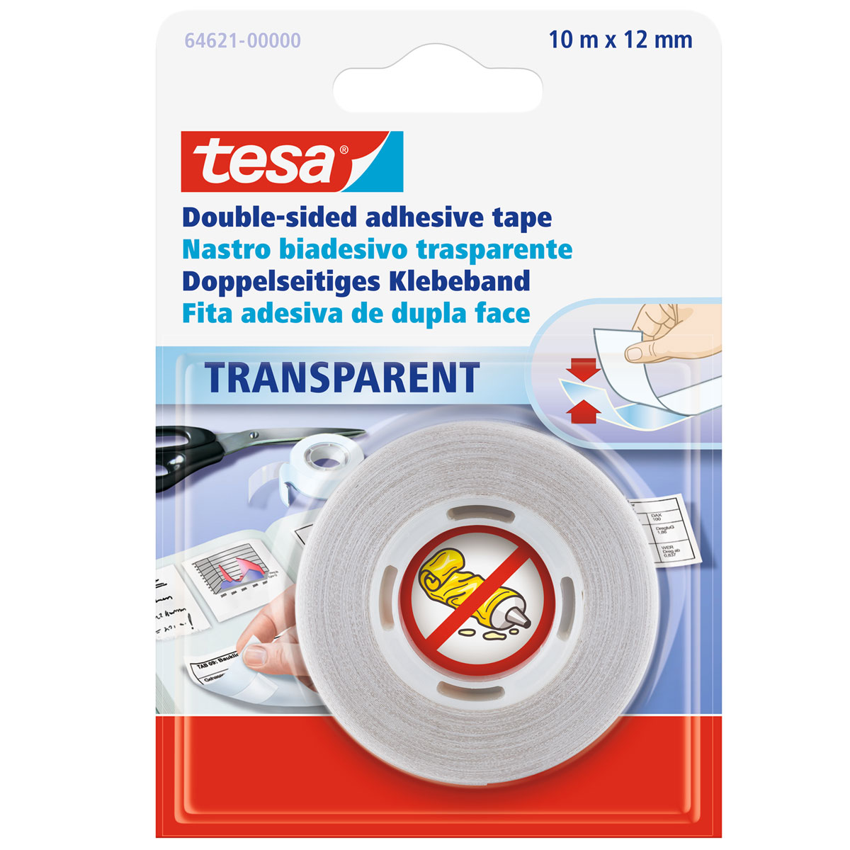 Tesa Doppelseitiges Klebeband transparent 10m x 12 mm