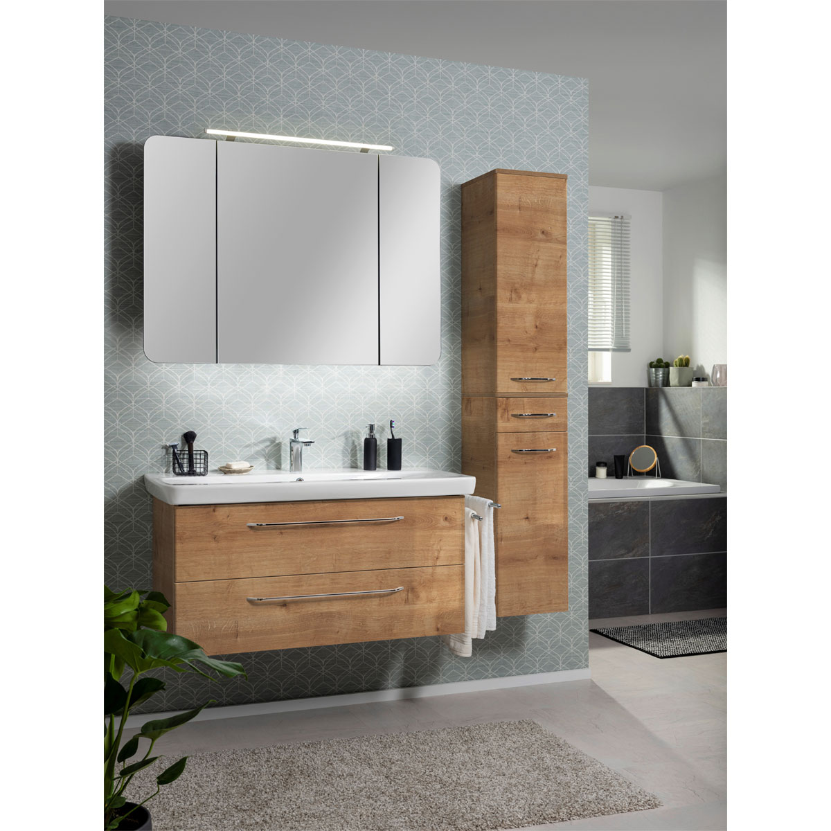 Fackelmann Hochschrank Milano 31 x 166 x 32 cm Ast-Eiche