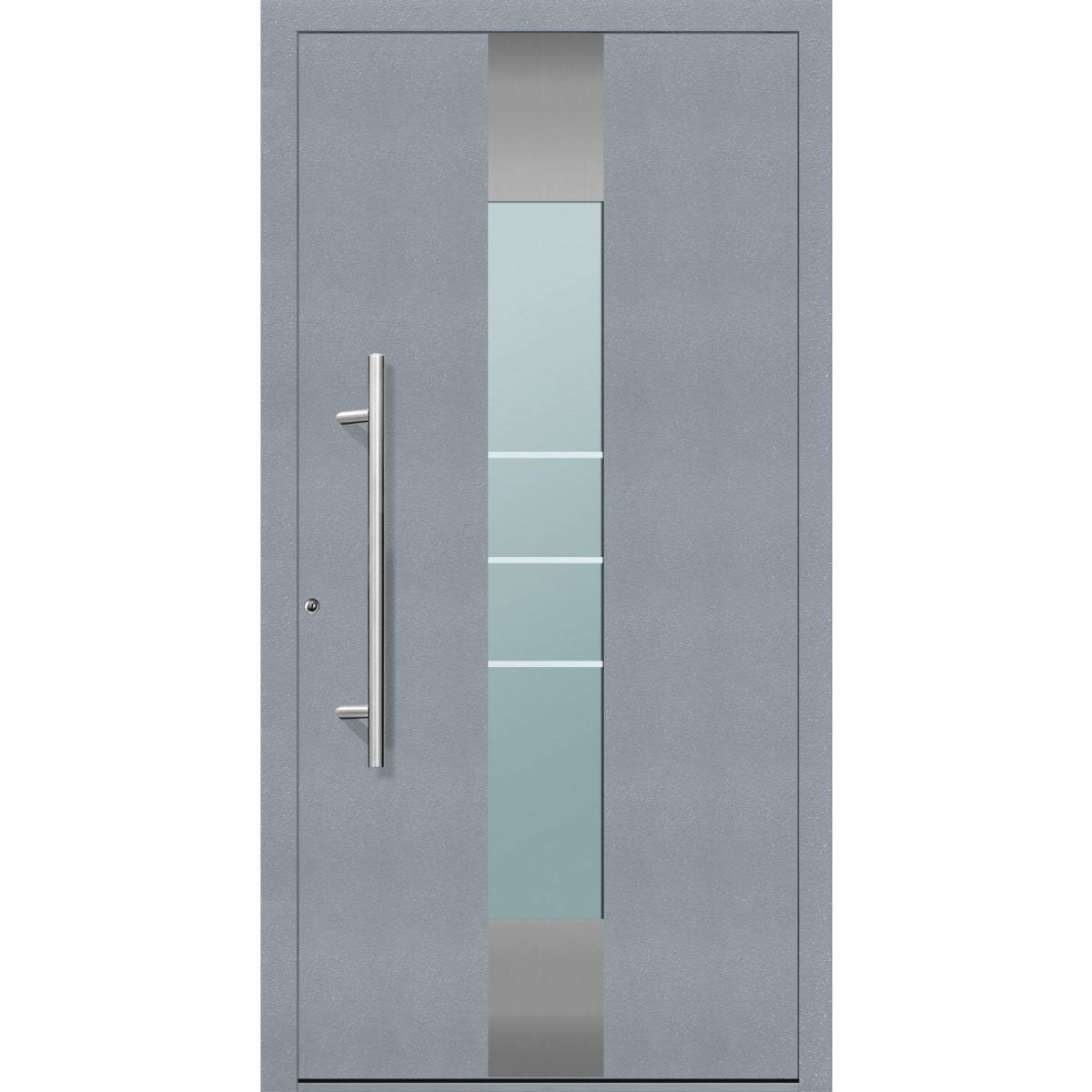 Aluminium Sicherheits-Haustür „Catania Exklusiv“, 75mm, grau, 110x210 cm, Anschlag links, inkl. Griffset