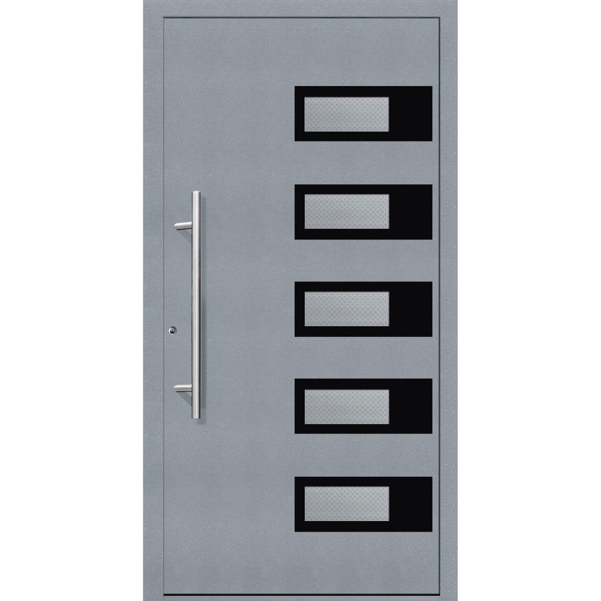 Aluminium Sicherheits-Haustür „Siena Exklusiv“, 75mm, grau, 100x210 cm, Anschlag links, inkl. Griffset