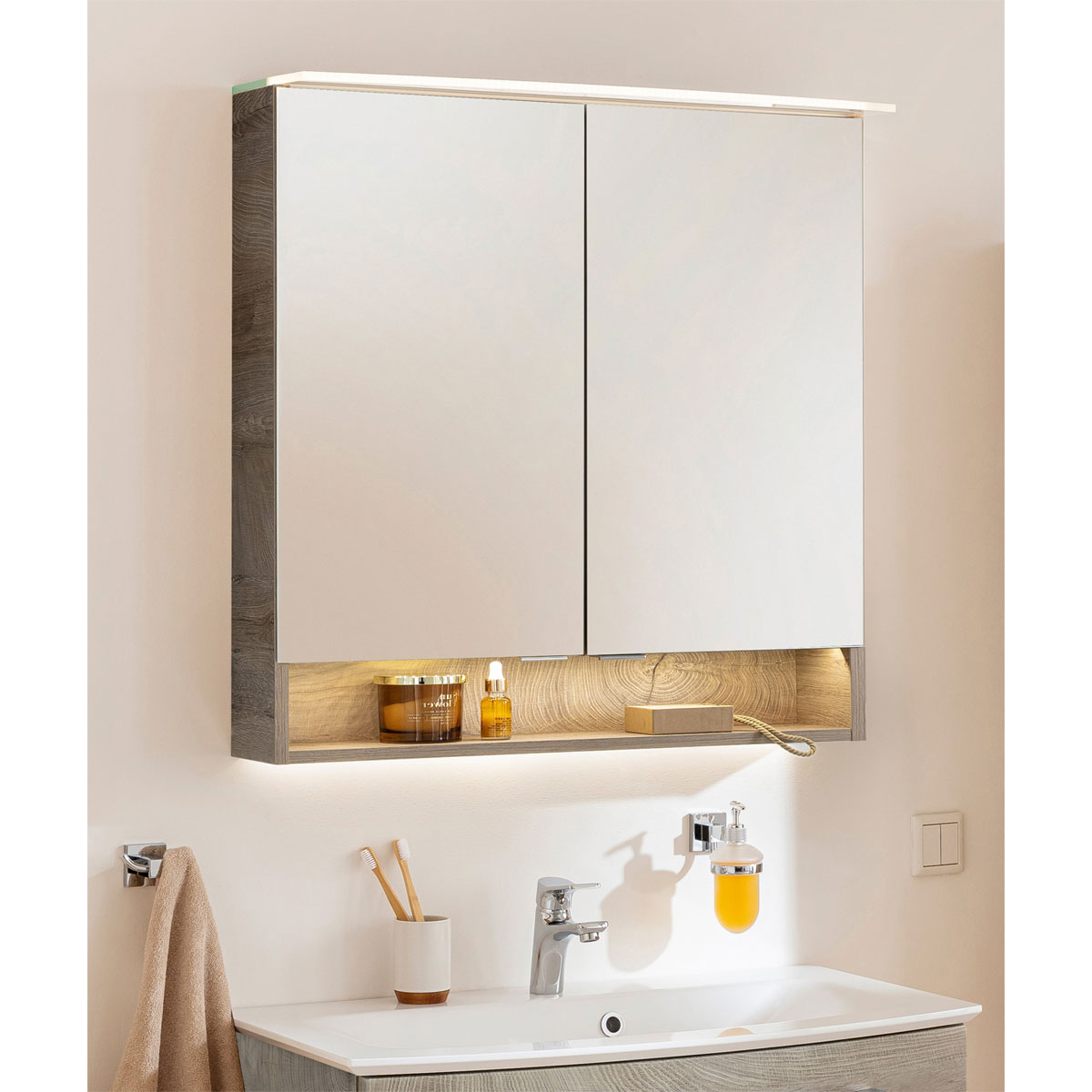 Fackelmann  Spiegelschrank B.Style 800 x 812 x 153 mm Nature Oak LED Bild 3