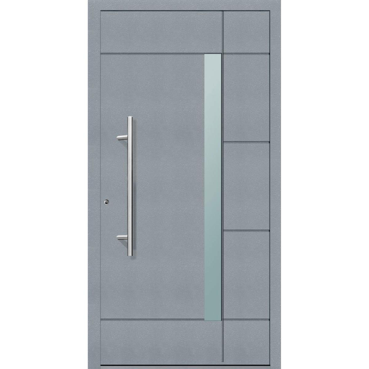 Aluminium Sicherheits-Haustür „Vicenza Exklusiv“, 75mm, grau, 100x210 cm, Anschlag links, inkl. Griffset