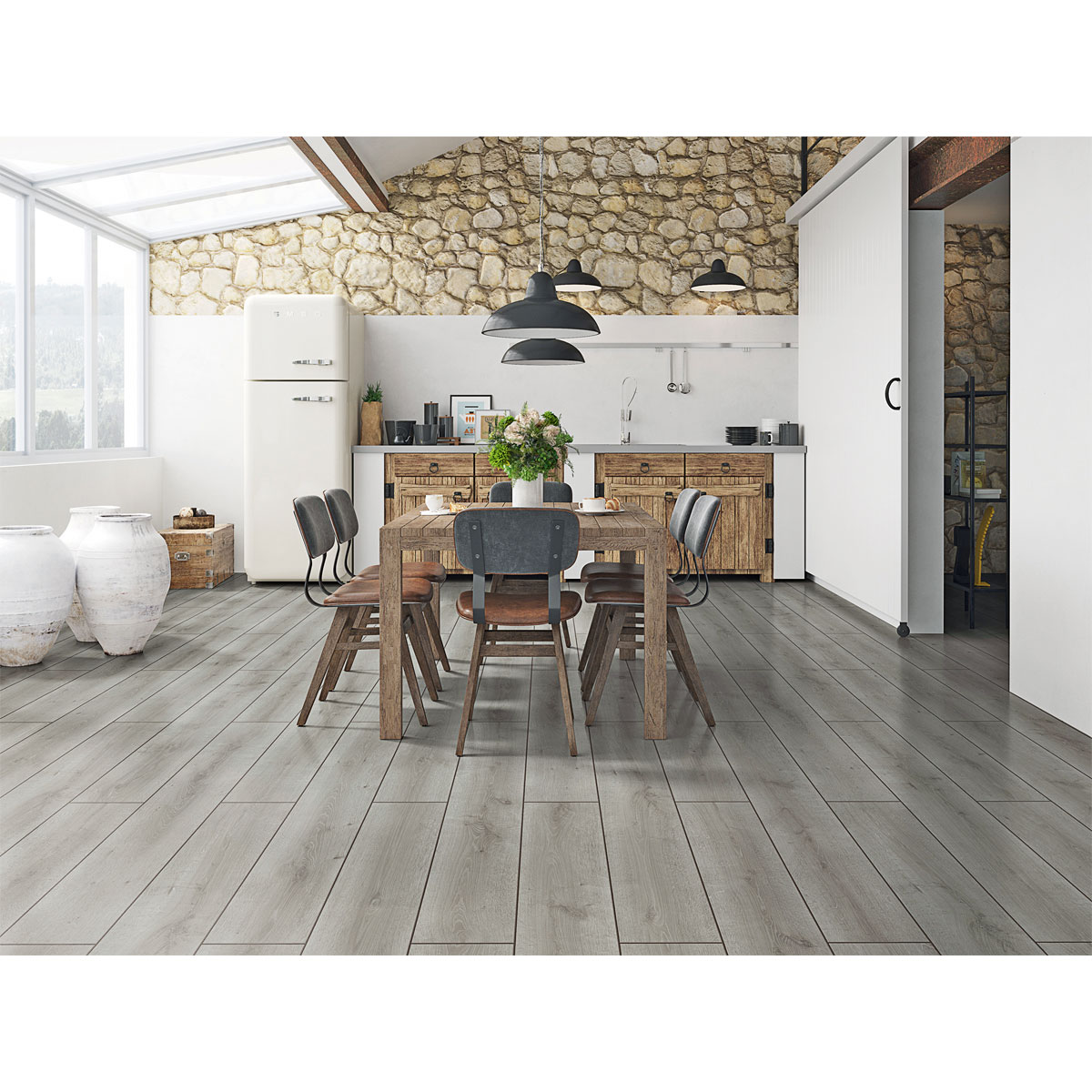 Specht Laminatboden Deluxe Aqua Eiche grau 128,5 x 19,2 cm Bild 4