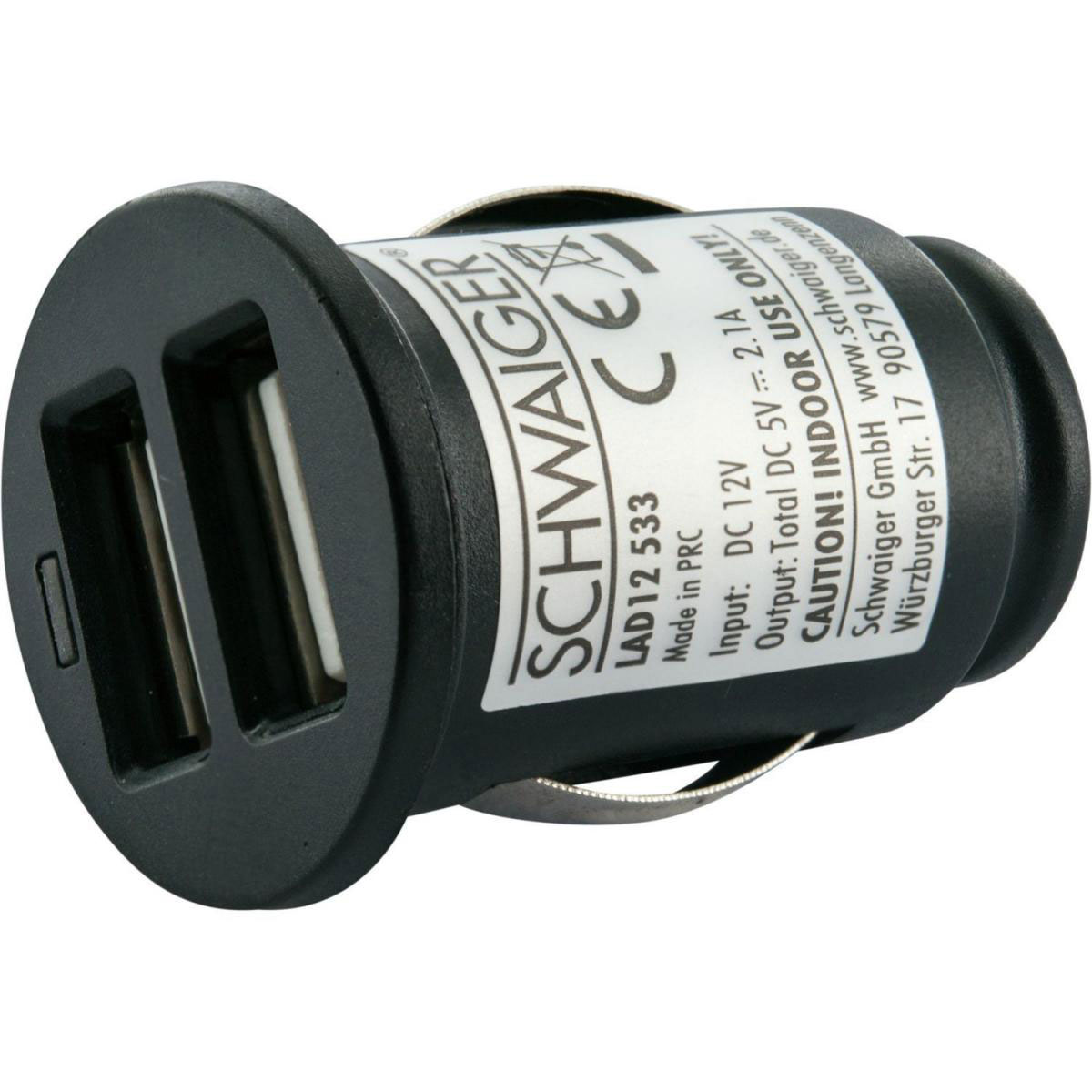 Schwaiger LAD13 533 KFZ-Adapter Zigarettenanzünder zu USB 2.0 A Buchse,  integriertes Multi-Schutz Sicherheitssystem