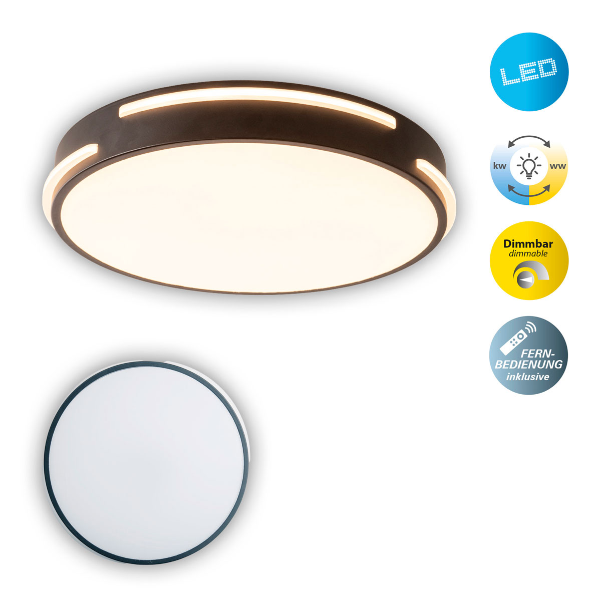 Naeve LED DL Ventura Metall/KSschwarz LxBxH: 40x40x6cm dimmbar Bild 2