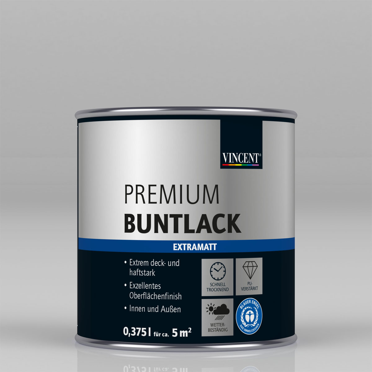 Premium Buntlack „grau metallic“ extramatt, 375 ml