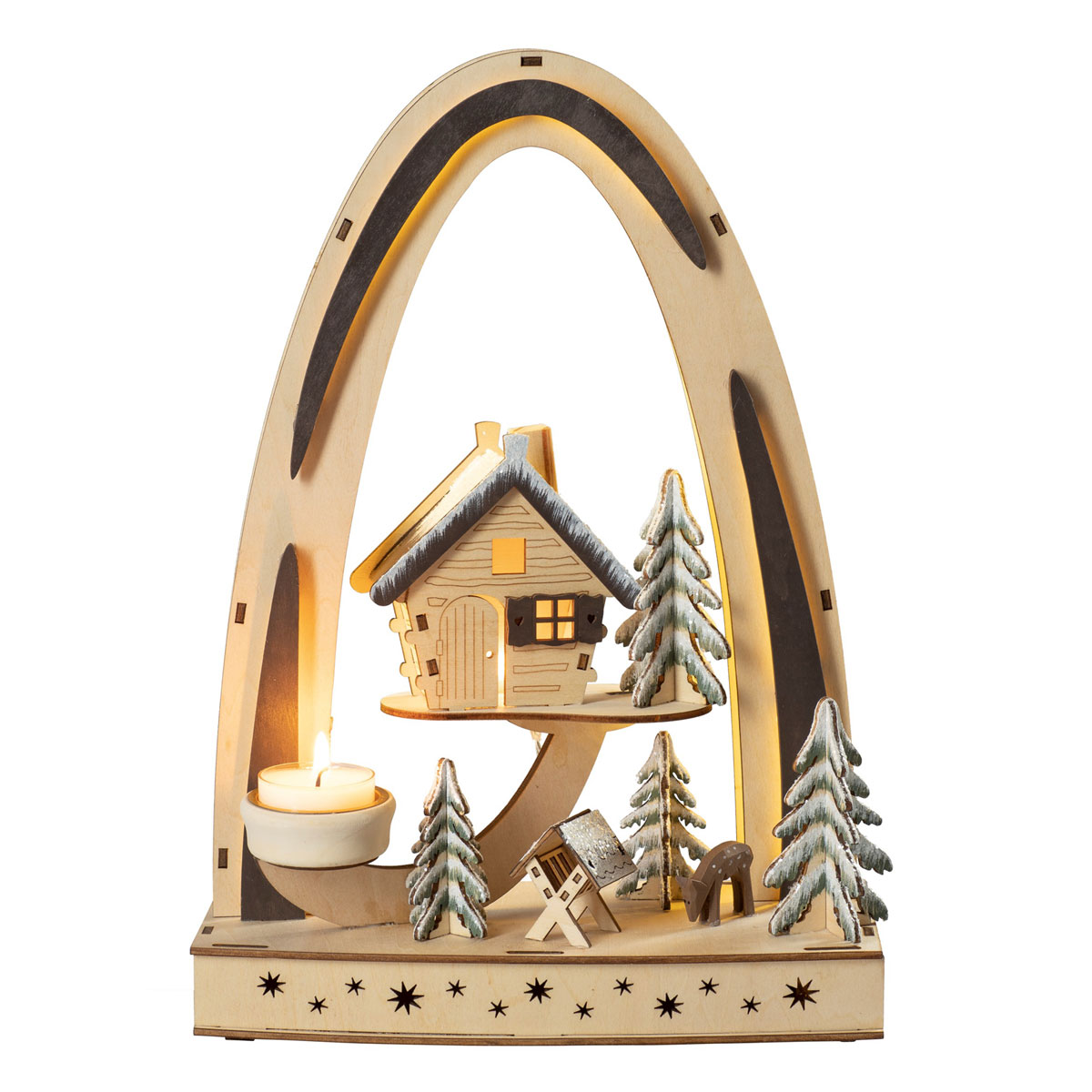 LED-Lichterbogen Waldhaus u Winterkind Bild 2