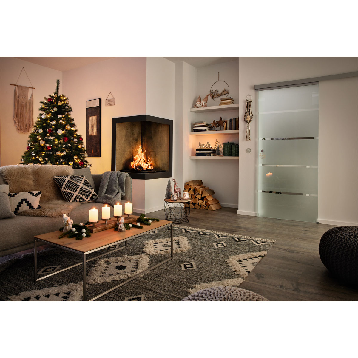 Dekoanhänger Kranz natur sortiert Holz/Stoff 15 x 3 x 70 cm Bild 3