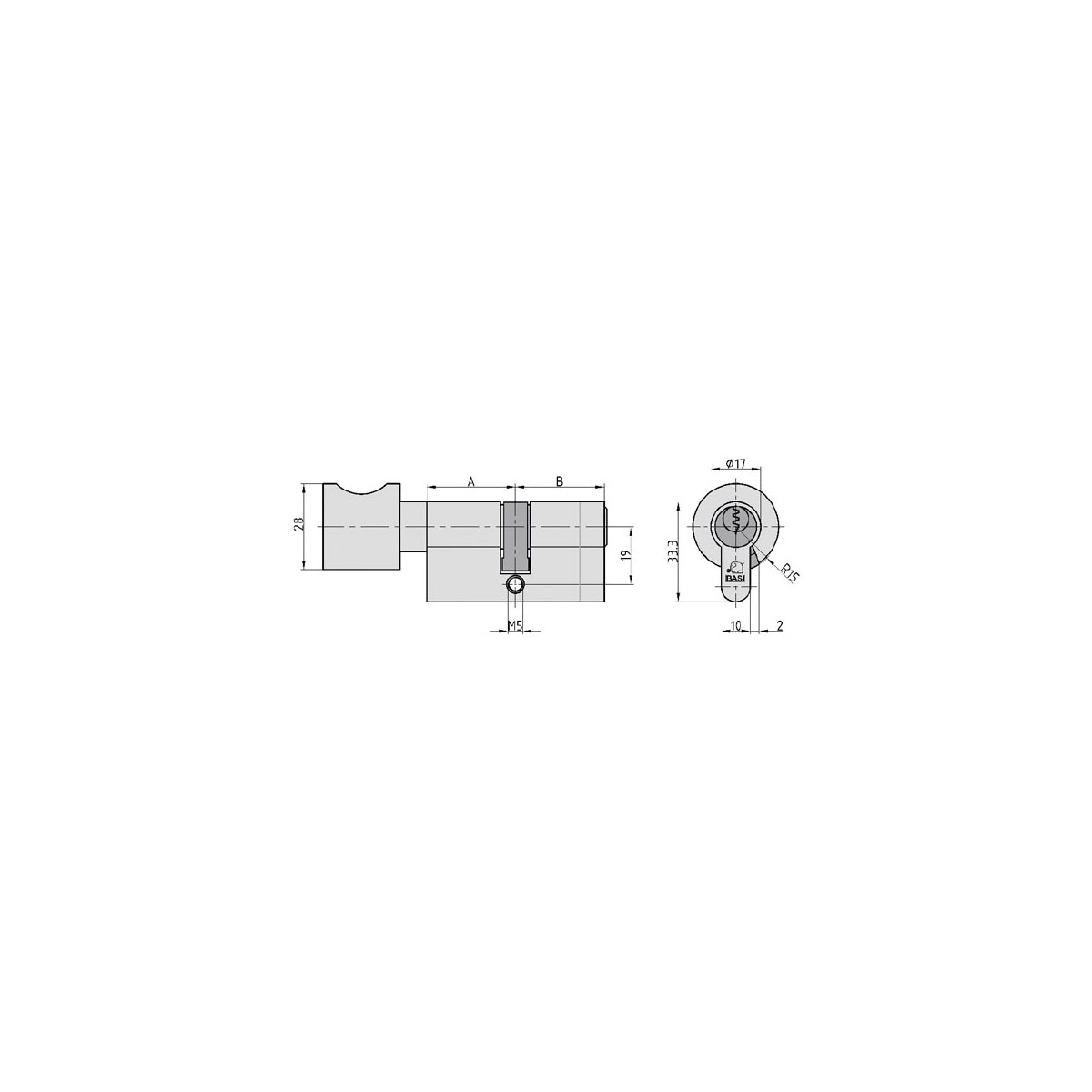 Profil-Knaufzylinder, 45x35mm, Gleichschließung Nr.34