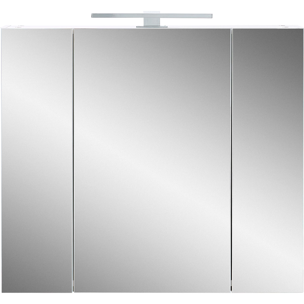 Spiegelschrank mit LED-Beleuchtung und Steckdose weiß 3 Türen 76 x 71 x 23  cm | K000065113