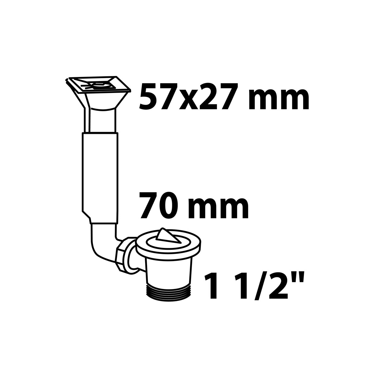 Spülen Ab- und Überlaufventil „ECO-SAVE KS“, 1 1/2" AG x Ø 70 mm