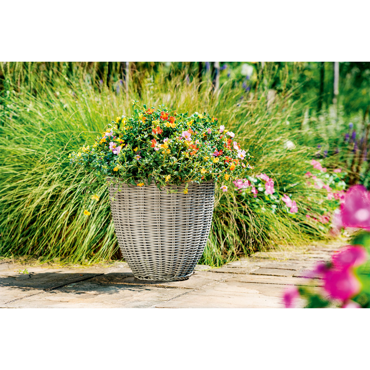 Haveson Topf Polyweide hoch grau Durchmesser 36 x 35 cm