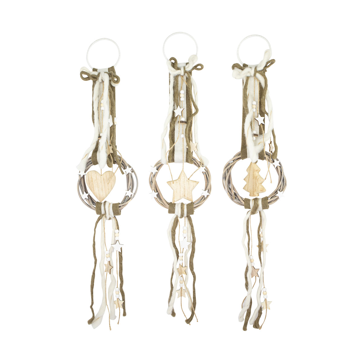 Dekoanhänger Kranz natur sortiert Holz/Stoff 15 x 3 x 70 cm