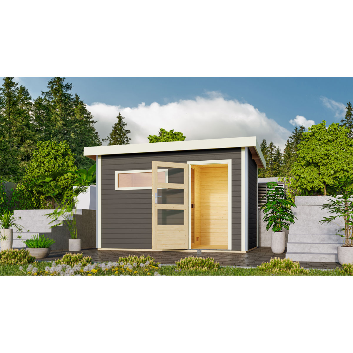 Karibu  Saunahaus Skrollan 1 terragrau Bild 2