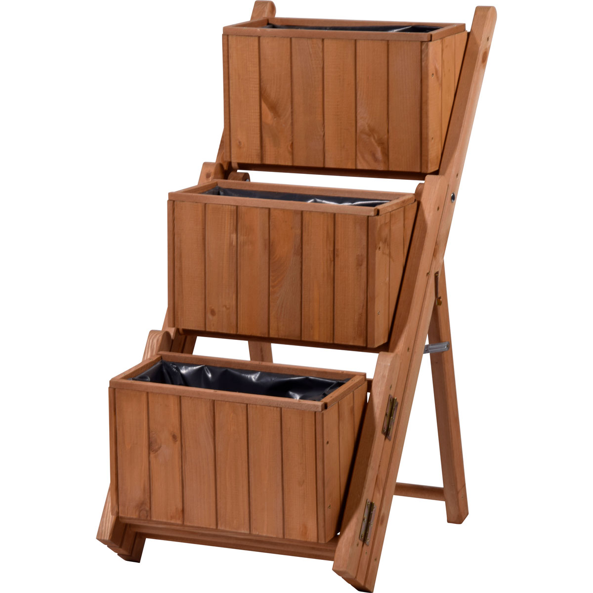 dobar Pflanztreppe ausklappbar 41 x 85 x 55 cm grau Kiefer braun Bild 3