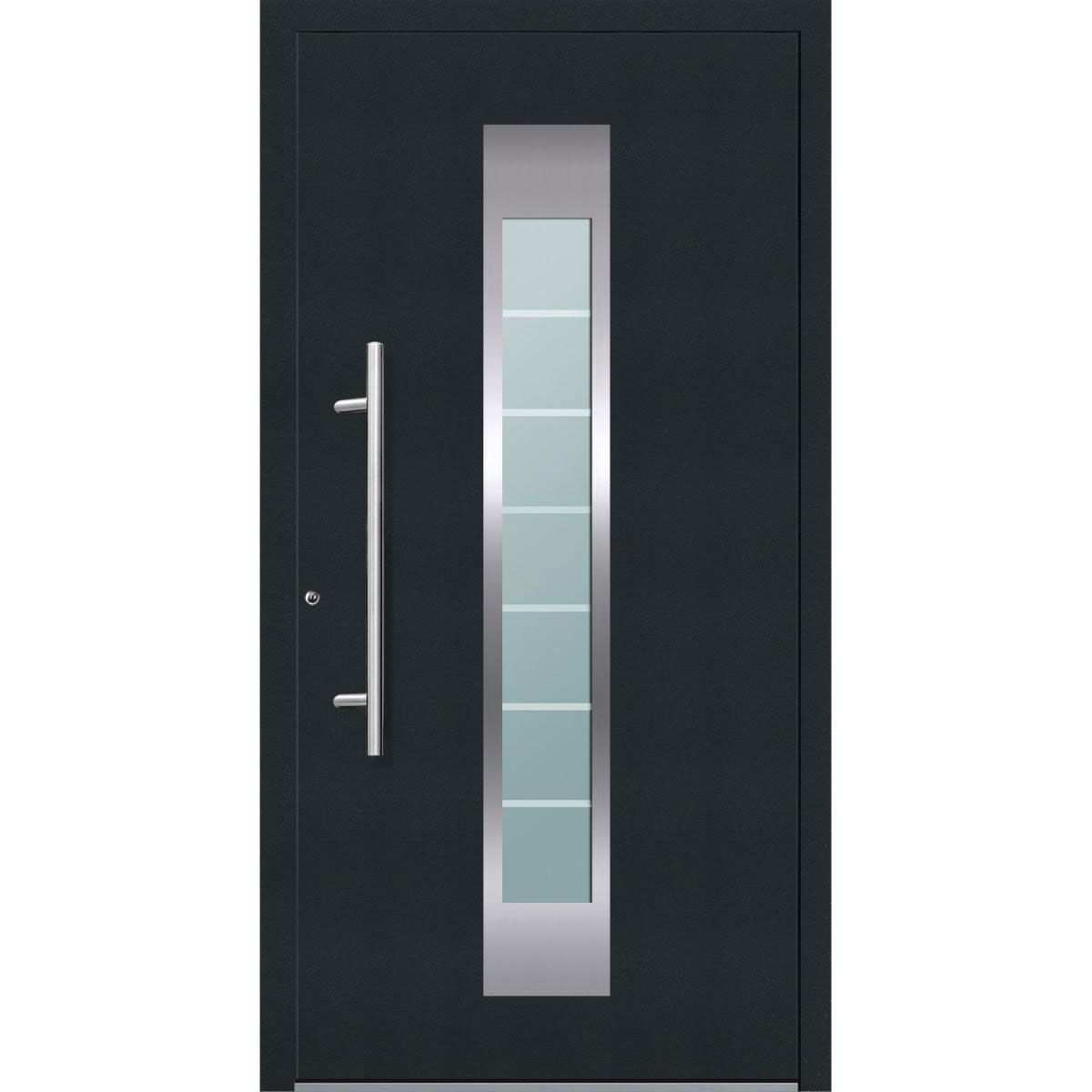 Aluminium Sicherheits-Haustür „Florenz Exklusiv“, 75mm, anthrazit, 110x210 cm, Anschlag links, inkl. Griffset
