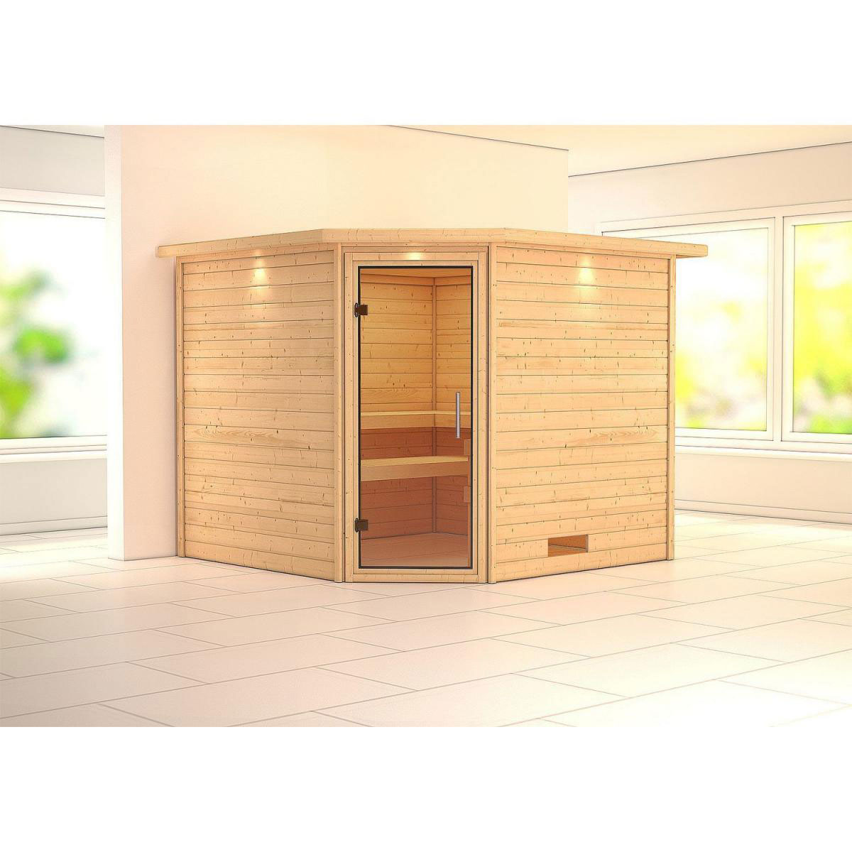 Karibu Sauna Leona mit Dachkranz Bild 1