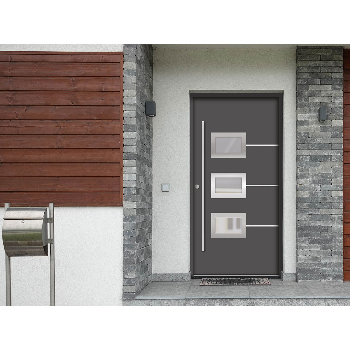 SplenDoor  Premium-Haustür Passivedoor Bergen RC2 energiesparend einbruchsicher anthrazit 100 x 200 cm links Bild 2