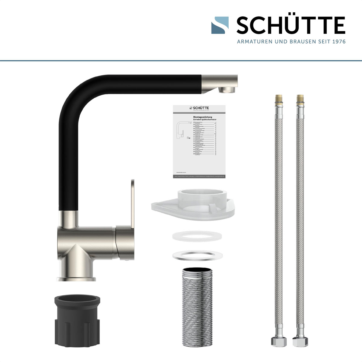 Schütte Schwenkbare Küchenarmatur Rio Edelstahloptik weiß Bild 6