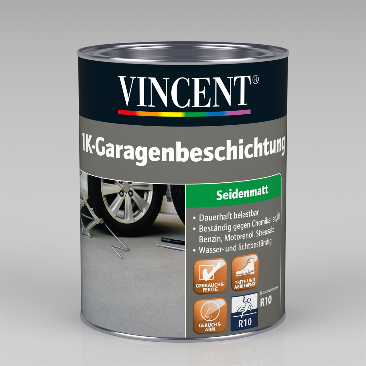 Vincent 1K-Garagen-Beschichtung Lichtgrau 2,5 L Bild 2