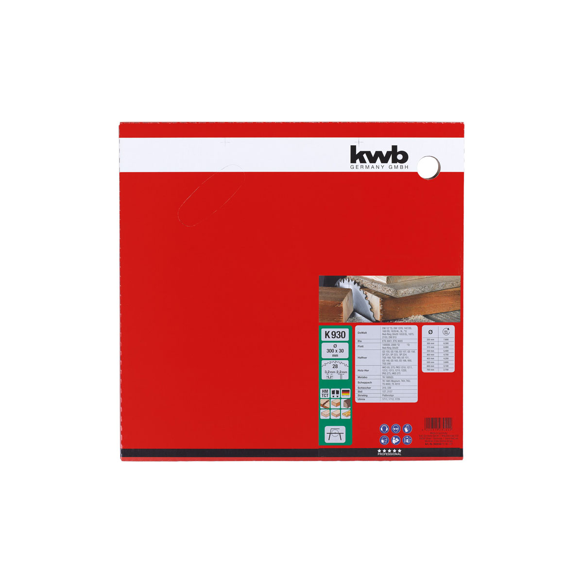 kwb  Bauholz-Kreissägeblätter für Bau- und Tischkreissägen Durchmesser 300x30 mm Bild 2