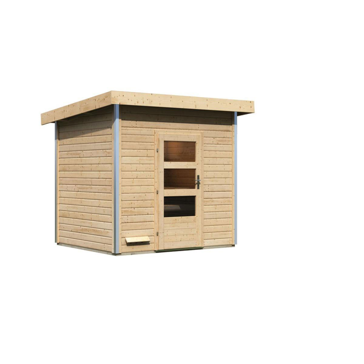 Karibu Saunahaus Norge 38 mm ohne Ofen moderne Tür Bild 1