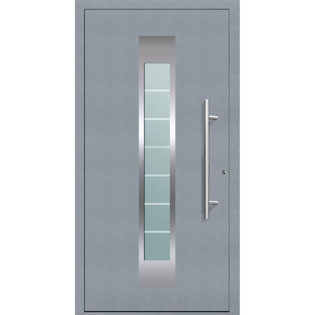 Aluminium Sicherheits-Haustür „Florenz Exklusiv“, 75mm, grau, 100x210 cm, Anschlag rechts, inkl. Griffset