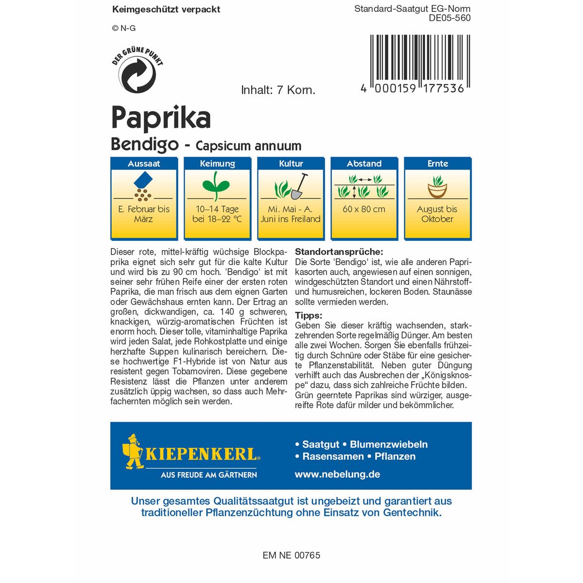 Kiepenkerl Paprika Bendigo Bild 2