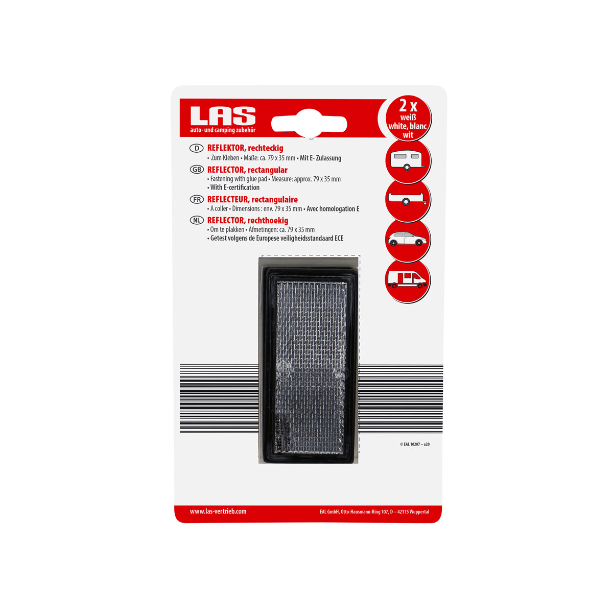 LAS 10207 Reflektor weiß viereckig 2 Stk. Bild 3