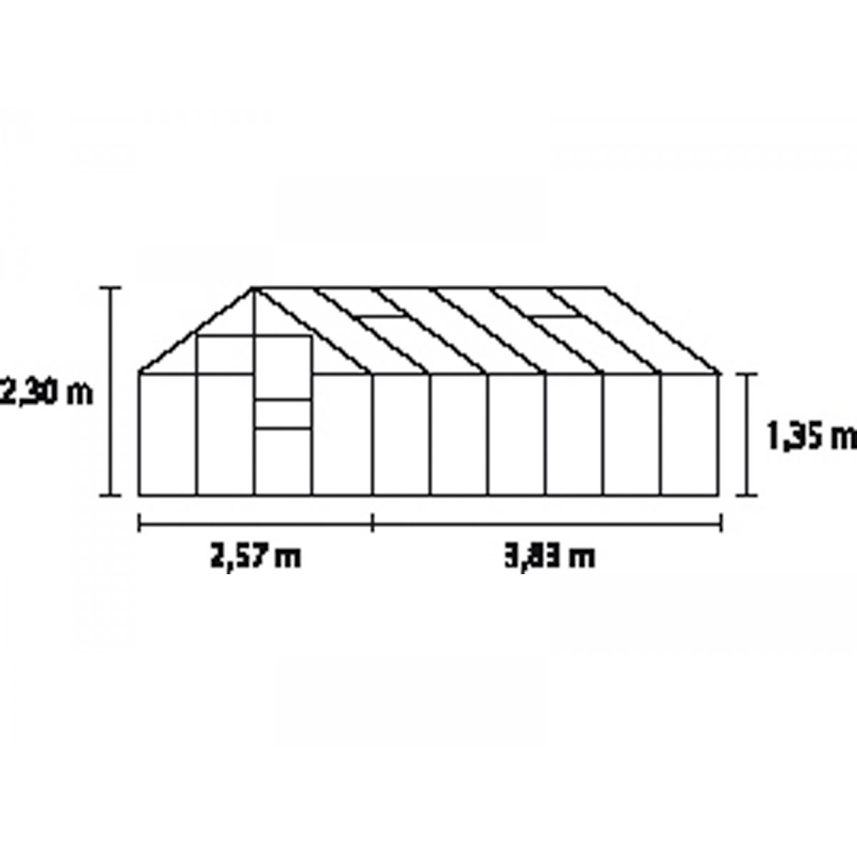 Gewächshaus „Merkur 9900“, 9,9m², 3mm, Einscheibensicherheitsglas, silber