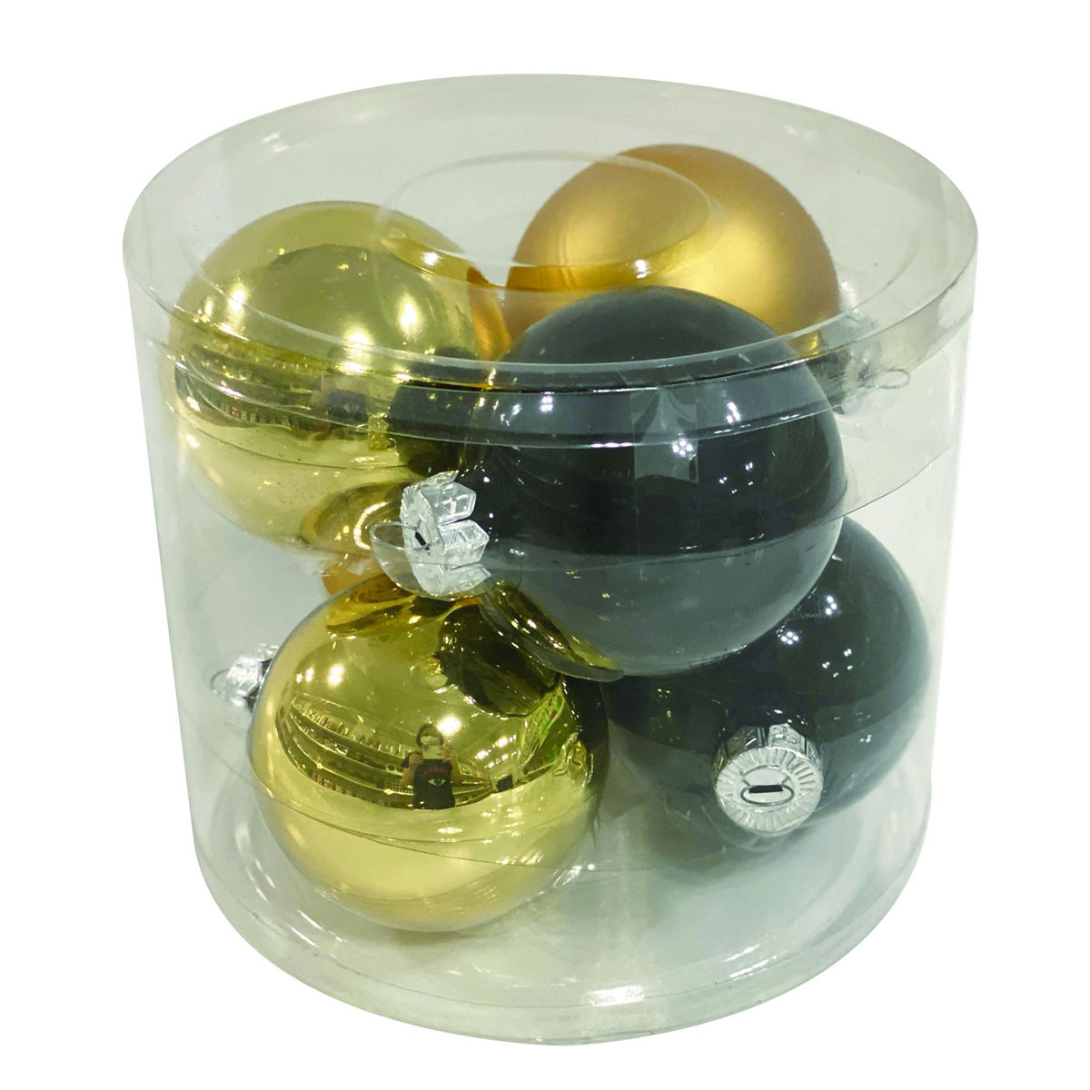 Ambientis Glaskugeln 8 cm Schwarz-Gold-Mix 6 Stk.