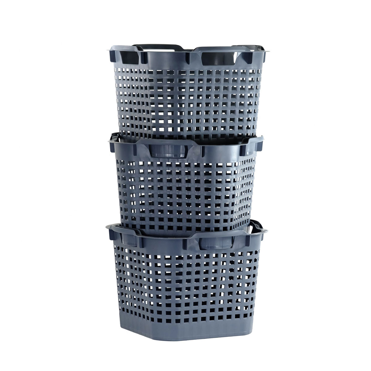 GreenLife Uni-Korb 25 kg, 3 Stück, drehstapelbar, grau