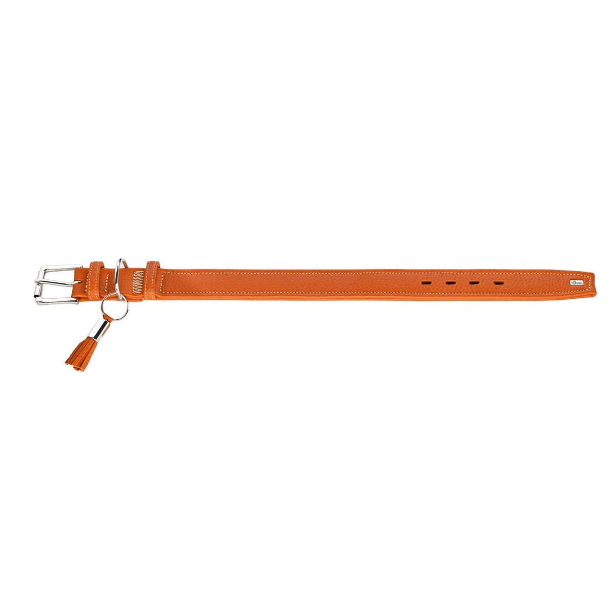 HUNTER CANNES Hundehalsband – Weiches Nappaleder, Made In Germany, Größe 40 (24-32 Cm), Orange | Mit Abnehmbarer Quaste