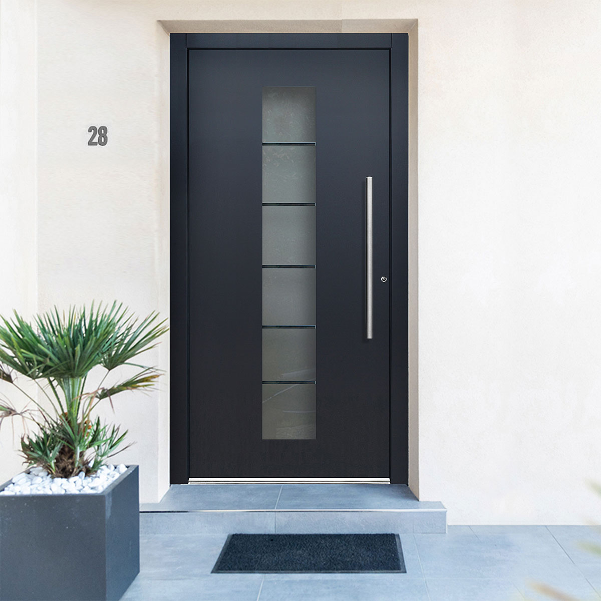 Aluminium-Sicherheitshaustür 108 Lucca anthrazit Anschlag rechts 110 x 210 cm Bild 5