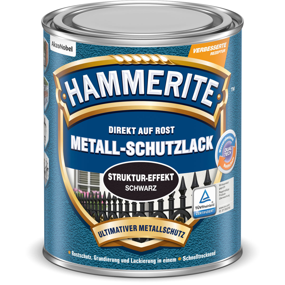 Hammerite Metallschutzlack struktur-Effekt schwarz 250 ml