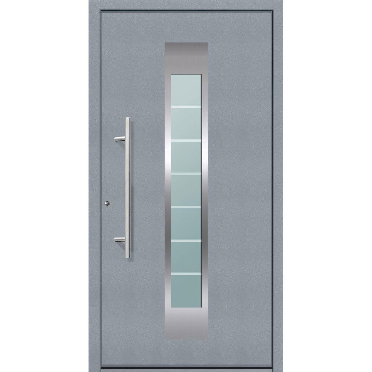 Aluminium Sicherheits-Haustür „Florenz Superior“, 60mm, grau, 100x210 cm, Anschlag links, inkl. Griffset