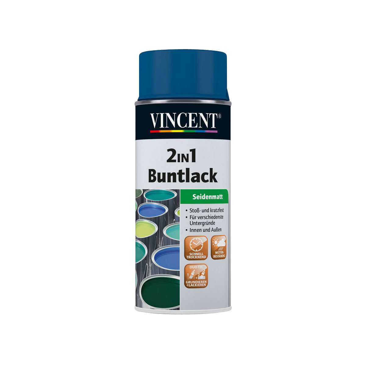Vincent 2in1 Buntsprühlack enzianblau seidenmatt 150 ml