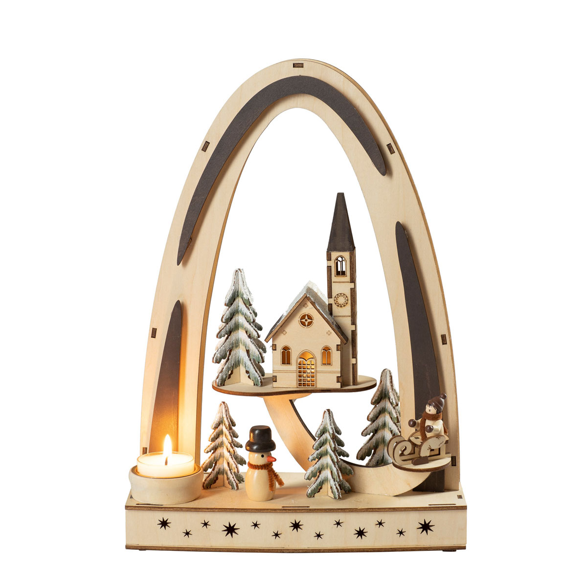 LED-Lichterbogen Waldhaus u Winterkind