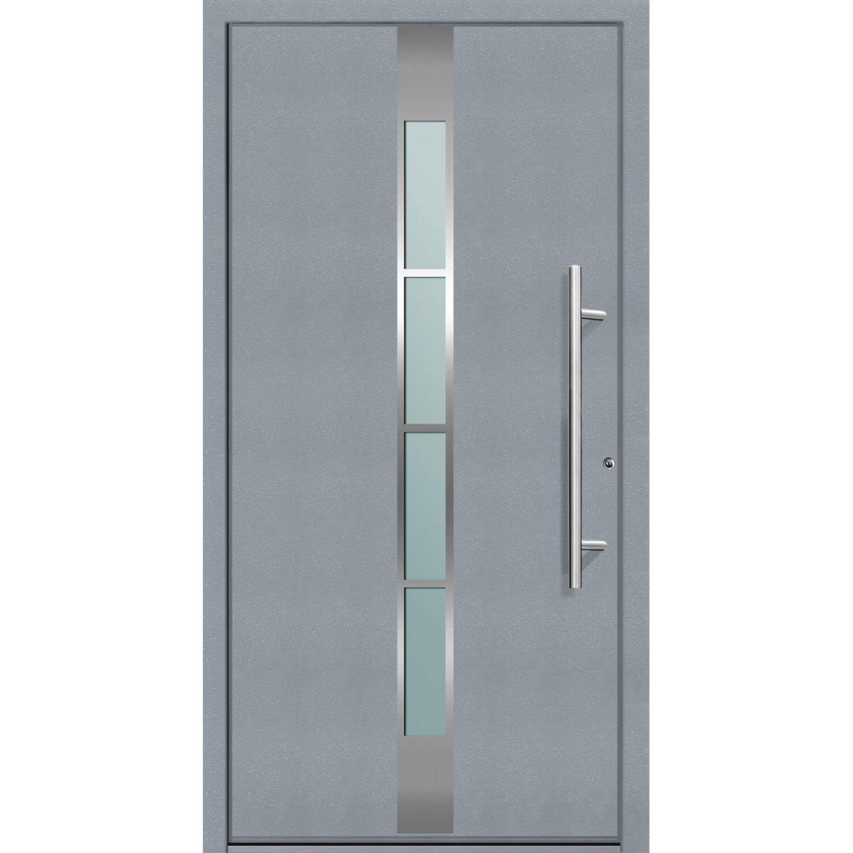 Aluminium Sicherheits-Haustür „Ferrara Superior“, 60mm, grau, 100x210 cm, Anschlag rechts, inkl. Griffset