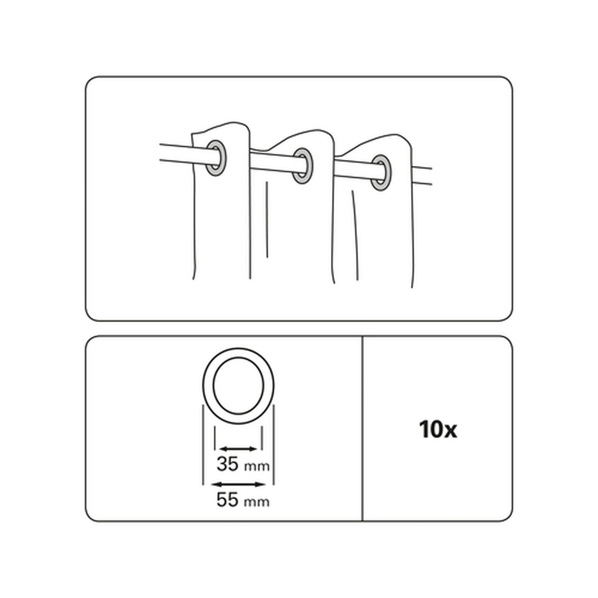 Gardinia Stoffösen groß 5,5 / 3,5 cm silber-matt Bild 3