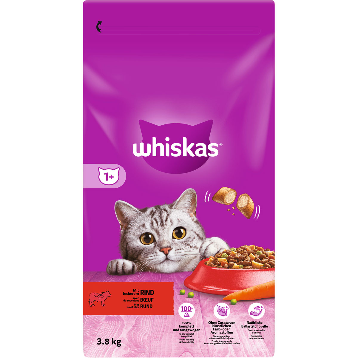 Whiskas Trockenfutter 1+ Rind 3,8 kg Bild 2