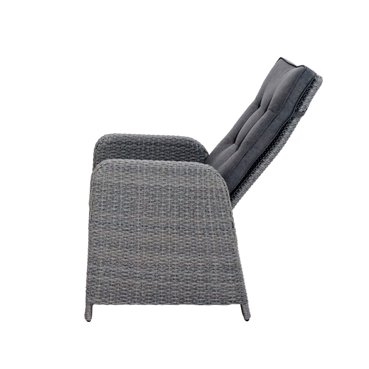 Lounge-Sessel „Kibico Comfort“, Polyrattan-Geflecht doppel-halbrund, grau-natur-meliert, inkl. Sitz-und Rückenpolster